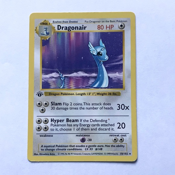Dragonair 1st Edition Shadowless 1995 Pokemon Card